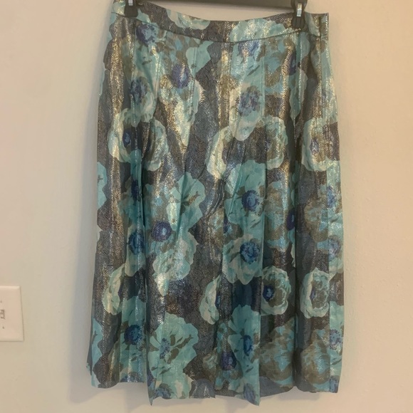 J. Crew Pleated Midi Metallic Floral Skirt - Picture 7 of 7